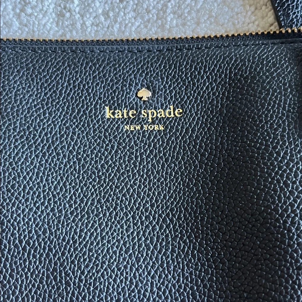 NWOT Kate Spade Black Pebbled Leather Shoulder Tote with Gold tone Hardware - Picture 2 of 10